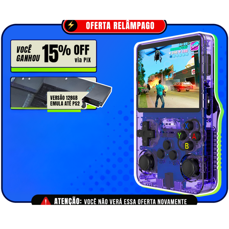 Portátil R36S™ Original - 21.500 Jogos de 20+ Consoles