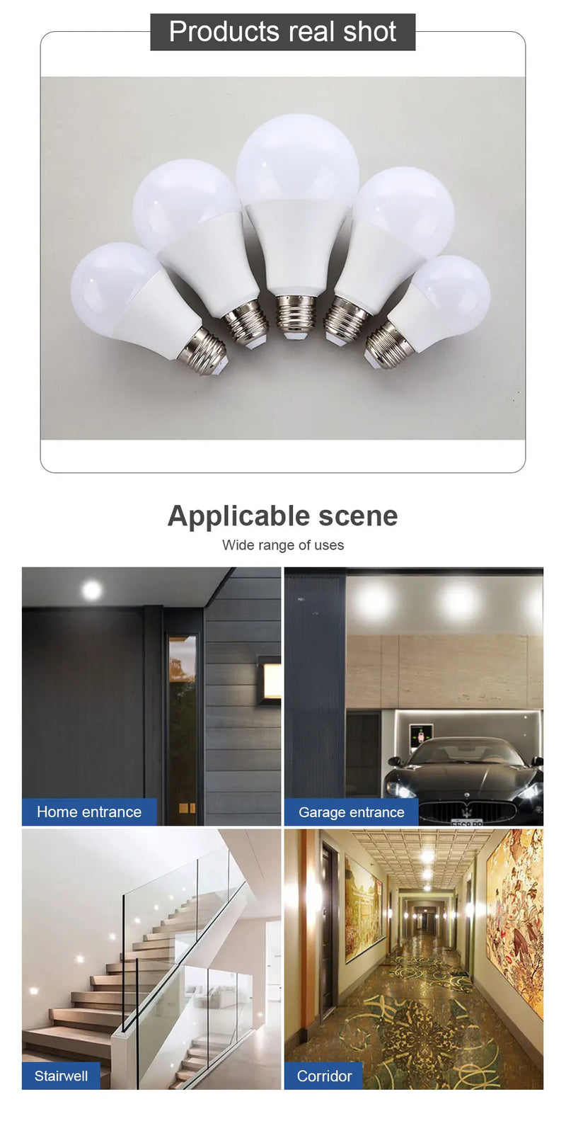 1pc Motion Sensor LED Bulb 6W 9W 12W 15W 18W 20W E27 Radar Sensor Light Lamp Lamparas 110V 220V For Home Stair Pathway