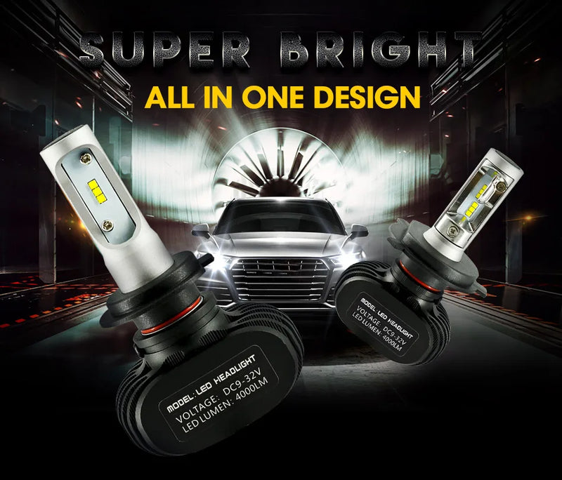 2 peças S1 Auto H3 H8 H11 H4 LED H7 Lâmpada Farol de Carro Farol Alto Baixo 50W 8000LM 12V 24V Kit de Farol de Neblina Chips CSP/SMD Luzes de Carro