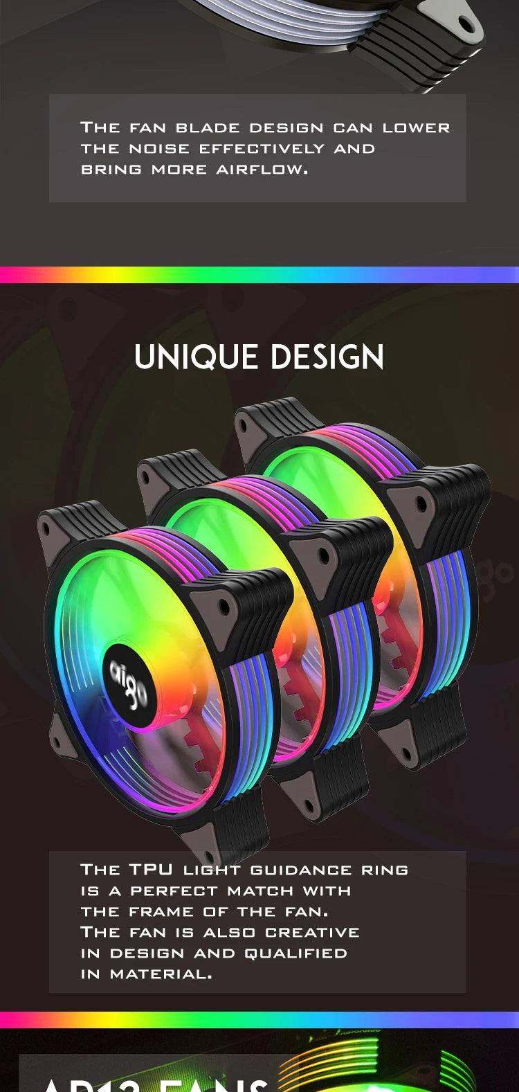 AIGO R12 120MM ventilador de gabinete de computador normal dissipador de calor RGB aura sync porta SATA cooler de 12 cm Um controlador