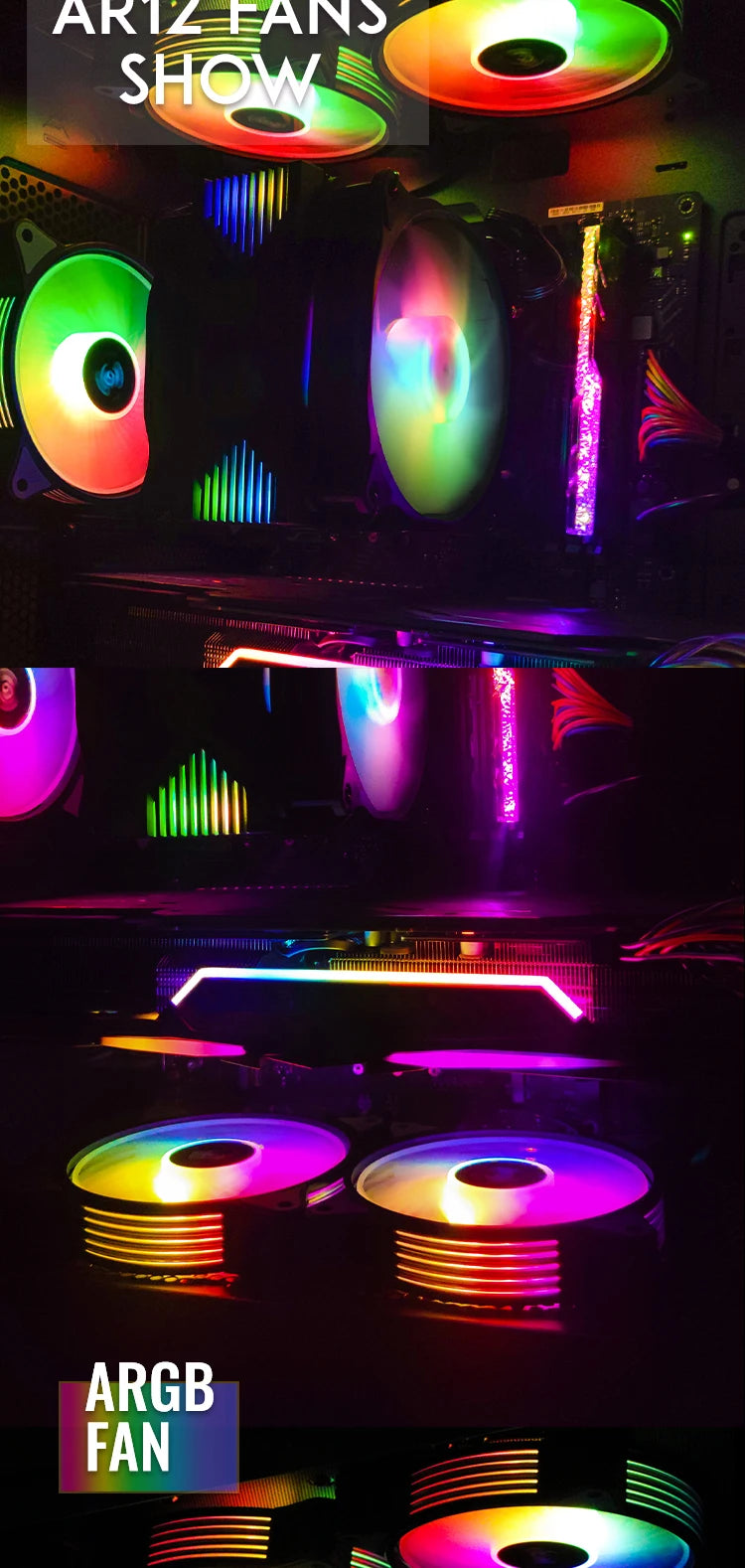 AIGO R12 120MM ventilador de gabinete de computador normal dissipador de calor RGB aura sync porta SATA cooler de 12 cm Um controlador