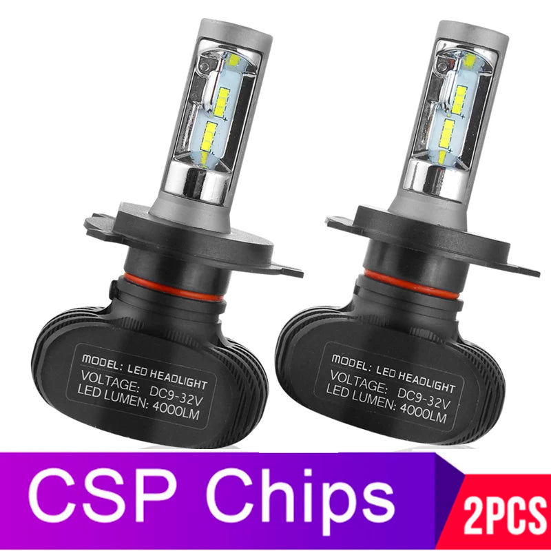 2 peças S1 Auto H3 H8 H11 H4 LED H7 Lâmpada Farol de Carro Farol Alto Baixo 50W 8000LM 12V 24V Kit de Farol de Neblina Chips CSP/SMD Luzes de Carro