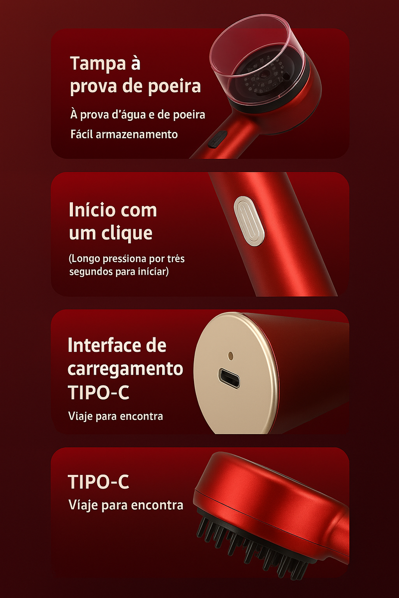Escova elétrica para crescimento capilar com máquina de luz infravermelha, massagem no couro cabeludo, exercícios antiqueda, escovas de limpeza capilar