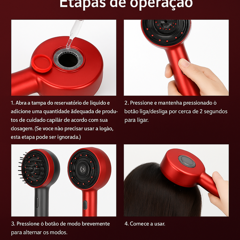 Escova elétrica para crescimento capilar com máquina de luz infravermelha, massagem no couro cabeludo, exercícios antiqueda, escovas de limpeza capilar