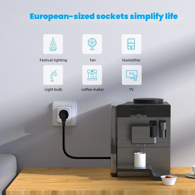 Tomada inteligente WiFi TU EU16A/20A, monitor de energia e controle de voz, temporização e controle de vida inteligente, funciona com Alexa e Google Home
