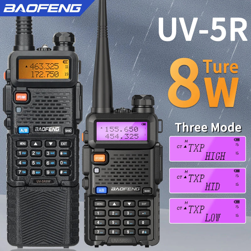 5W 8W rádio bidirecional VHF UHF FM rádio portátil transceptor caça 16km