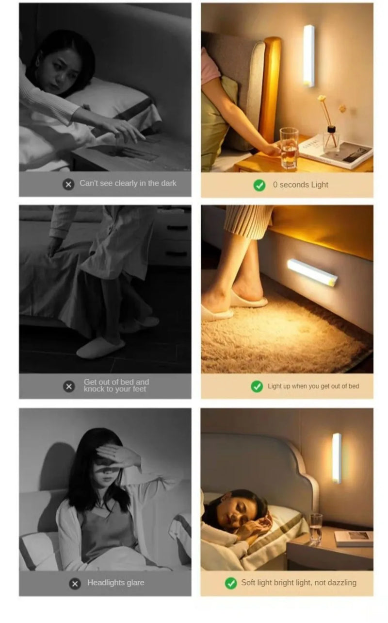 Sensor de movimento PIR Lâmpada LED portátil recarregável Iluminação interna portátil Lâmpadas USB Luzes Bateria Luz