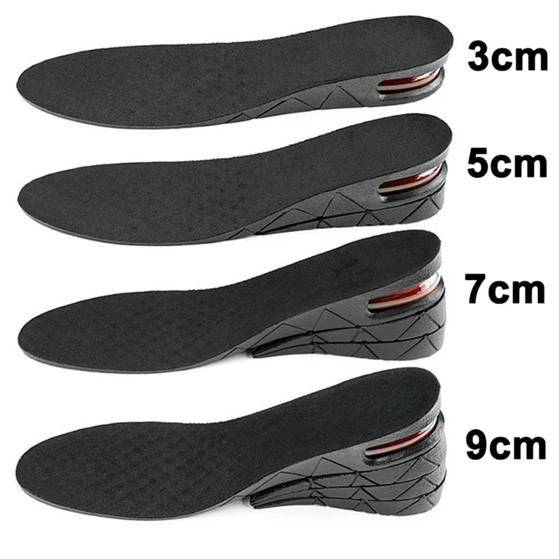 Palmilhas de aumento de altura com almofada de ar, palmilhas de elevação para sapatos, palmilhas para mulheres mais altas, palmilhas de 3 a 9 cm de altura variável
