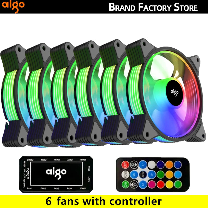 AIGO R12 120MM ventilador de gabinete de computador normal dissipador de calor RGB aura sync porta SATA cooler de 12 cm Um controlador