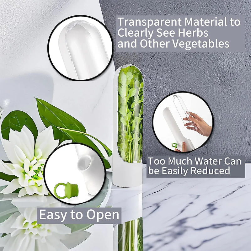 1/2/3 peças recipiente de armazenamento de ervas frescas, recipiente de preservação de vegetais de baunilha, garrafa para geladeira e cozinha