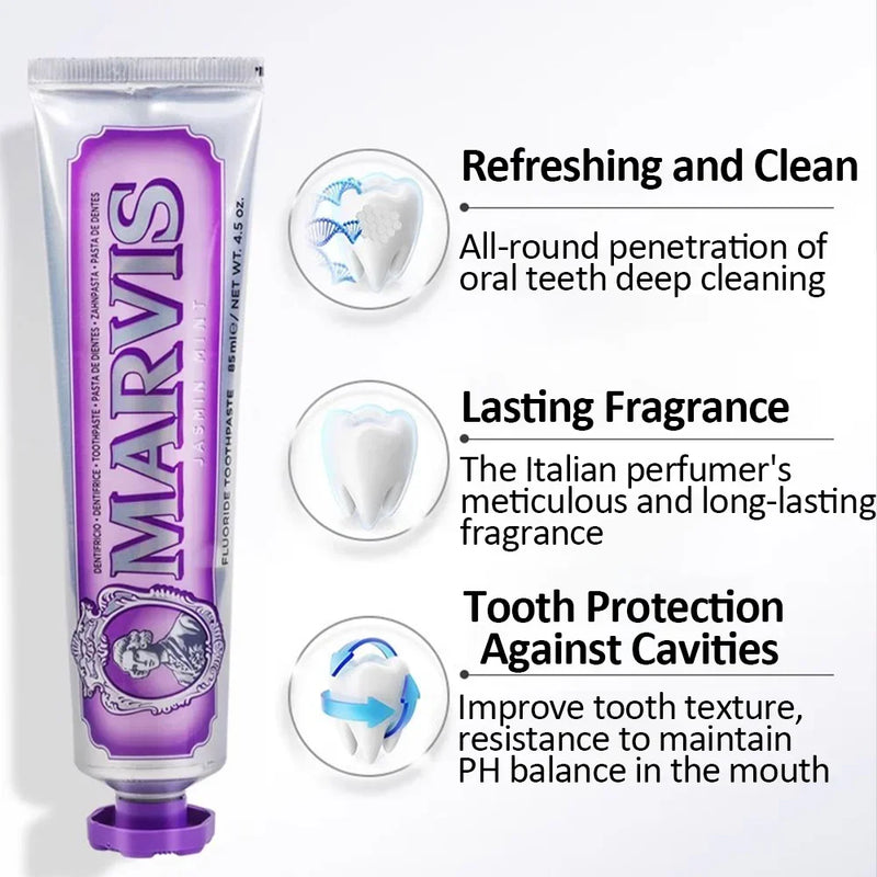 85ml Itália original Marvis creme dental clareador menta refresca hálito remove manchas creme dental clareador de dentes 1 peça