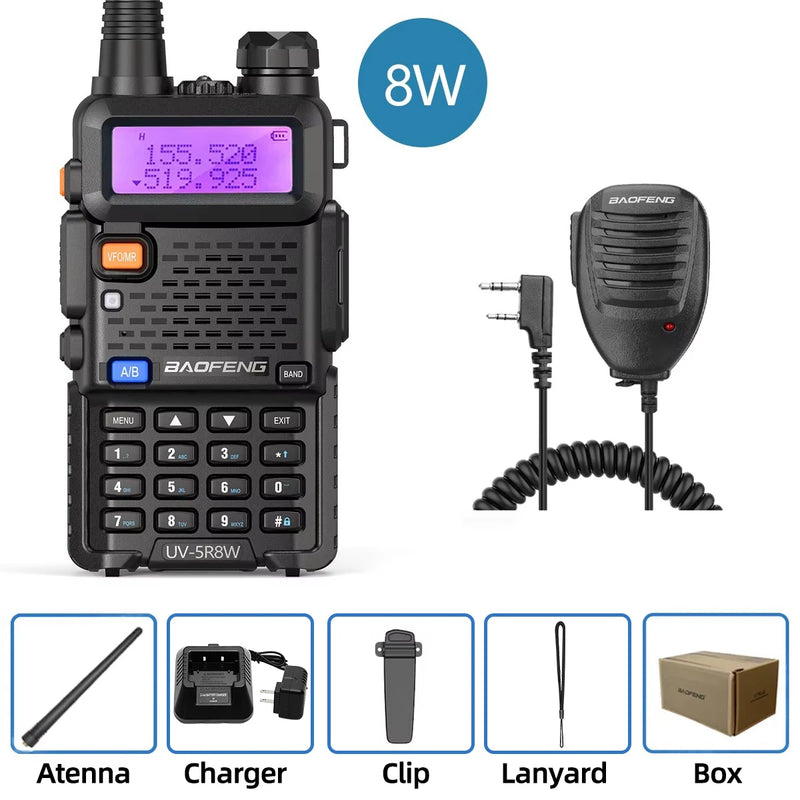 5W 8W rádio bidirecional VHF UHF FM rádio portátil transceptor caça 16km