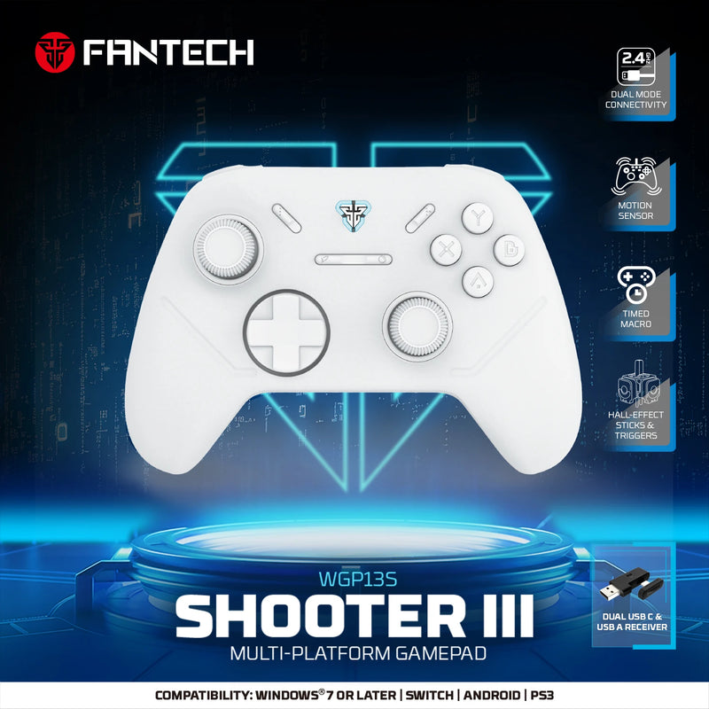 Controle de jogo sem fio fan tech shooter III WG P13S com gatilhos de efeito hall e joystick de 1000 Hz para PC Android NS