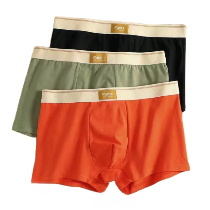3 peças Cuecas Masculinas Boxer de Algodão Cueca Masculina Boxer Respirável U Convexo Cuecas Masculinas Sexy Trunks