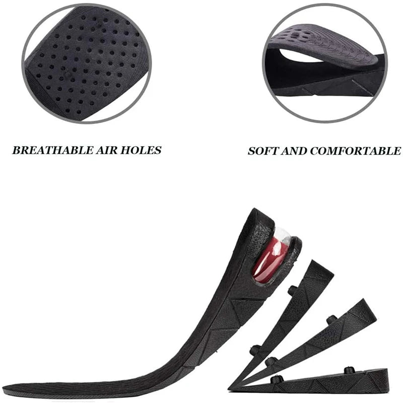 Palmilhas de aumento de altura com almofada de ar, palmilhas de elevação para sapatos, palmilhas para mulheres mais altas, palmilhas de 3 a 9 cm de altura variável