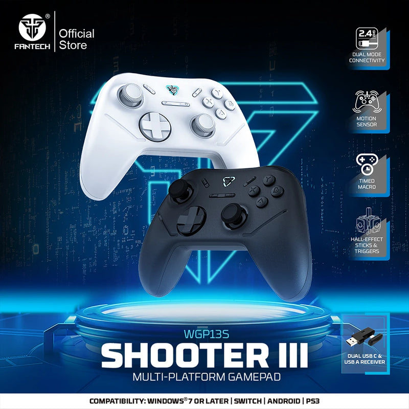 Controle de jogo sem fio fan tech shooter III WG P13S com gatilhos de efeito hall e joystick de 1000 Hz para PC Android NS