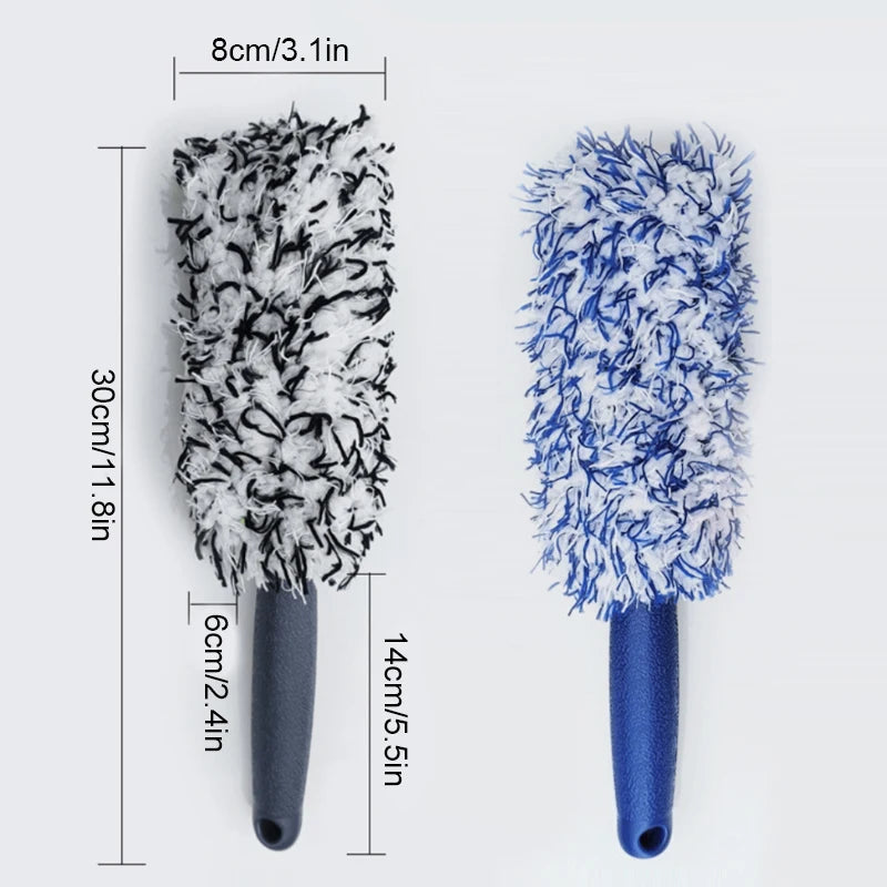 SEAMETAL Escova de limpeza de aro de pneu de carro, escova de pelúcia portátil para cubo de roda de carro, ferramenta de lavagem, cuidados com os detalhes do carro, escova para remoção de poeira