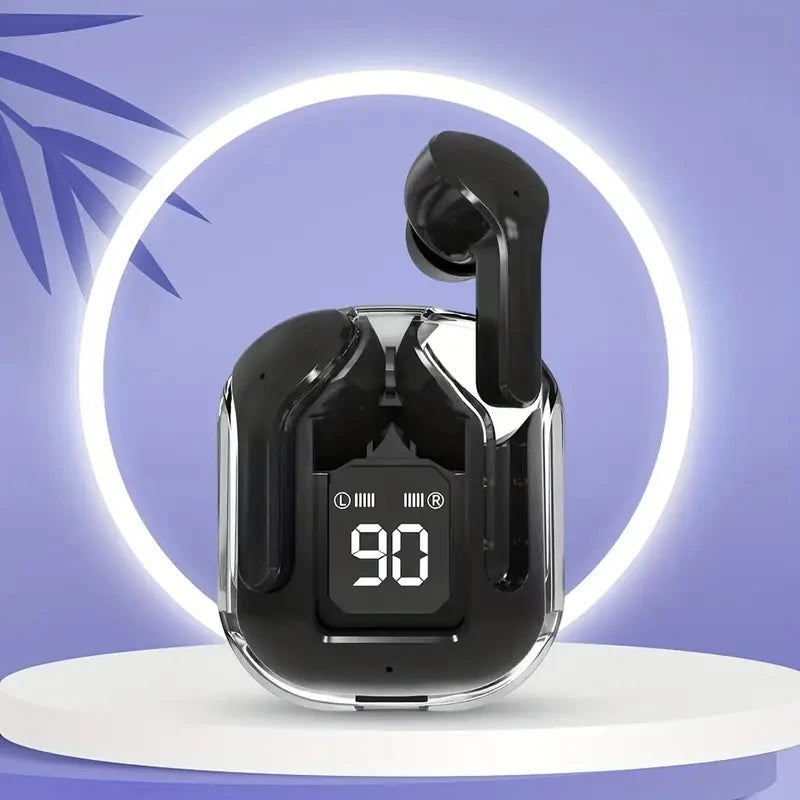 Fone de ouvido sem fio Bluetooth T2 original, transparente, HiFi, LED, com display digital, som estéreo, para Xiaomi