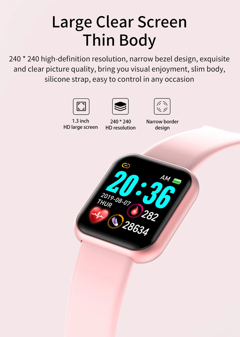 Relógio inteligente multifuncional masculino e feminino com conexão Bluetooth, pulseira esportiva para música e fitness, monitoramento do sono, relógio inteligente D20