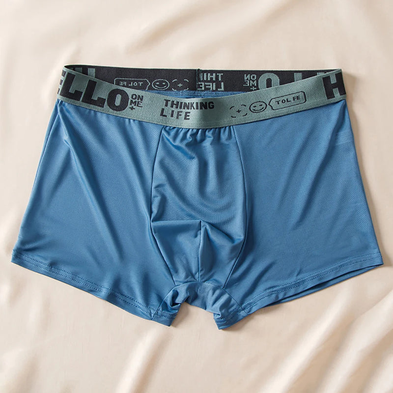 5 pçs/lote Boxer Shorts Seda Gelo Roupa Interior Masculina Verão Cuecas Respiráveis U Convexo Lingerie Respirável Calcinha Sexy
