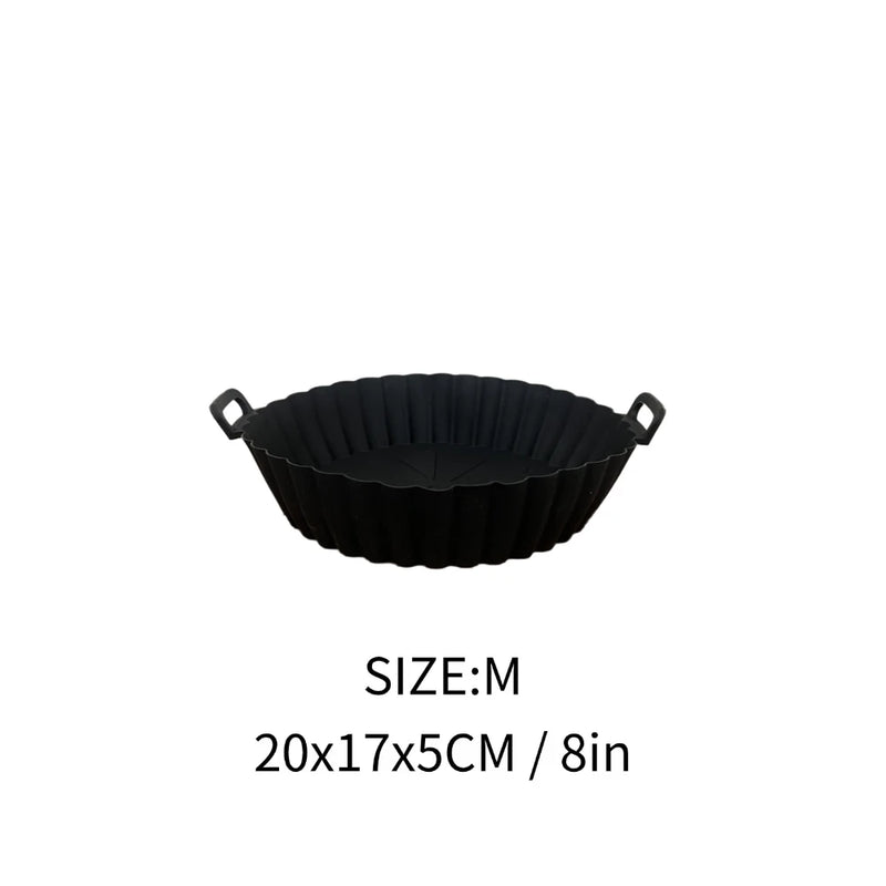Cesta de silicone para Airfryer, assadeira reutilizável, molde de silicone para Airfryer, pizza, frango frito, cesta, forros para Airfryer, acessórios