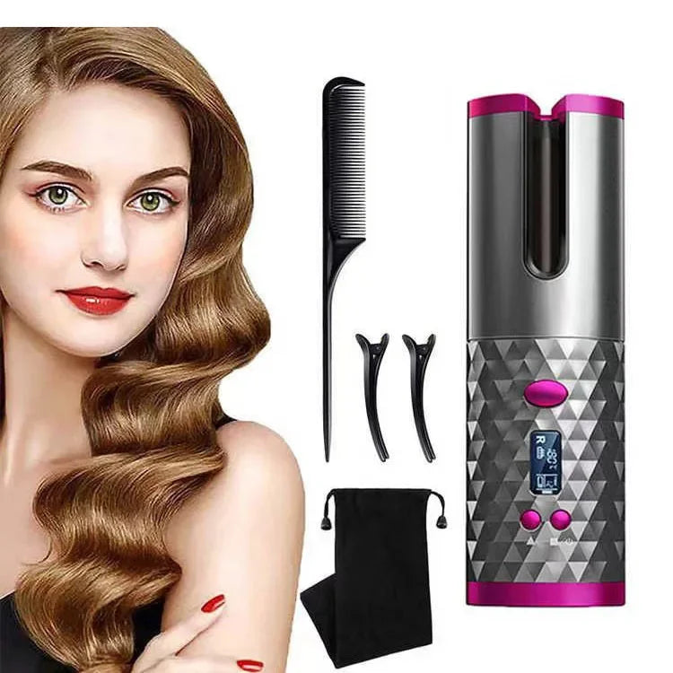Modelador de cabelo portátil com carregamento automático, ferramenta inteligente sem fio para modelar cabelos, acessório para salão de beleza, ideal para viagens