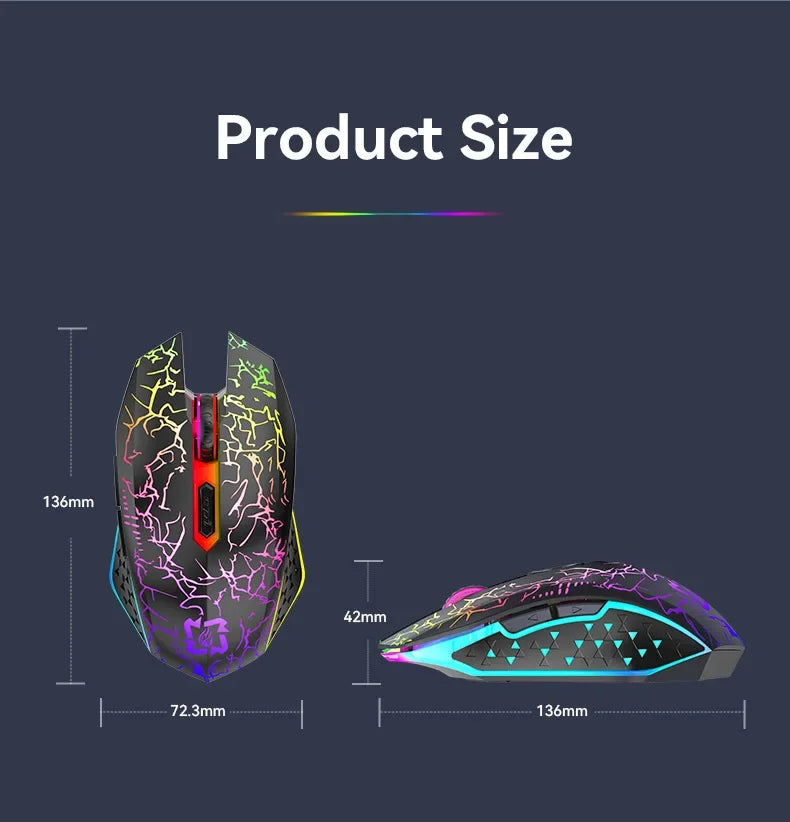 Mouse gamer RGB Bluetooth 2.4G sem fio ergonômico 1600DPI 6 botões mudos mouse para MacBook tablet laptops computador