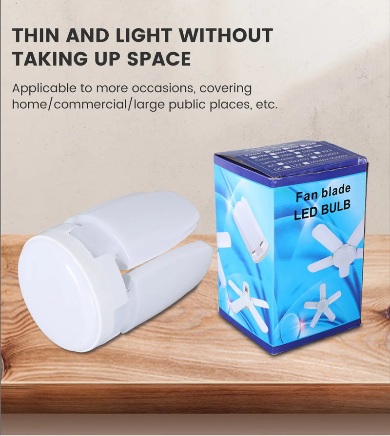 Lâmpada LED dobrável E27 de 28 W com ventilador AC220 V/110 V, 40 lâmpadas de deformação para iluminação de teto residencial, armazém e garagem, luz branca, lâmpada 6500 K