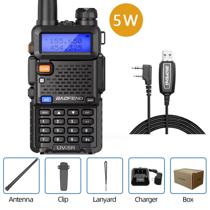 5W 8W rádio bidirecional VHF UHF FM rádio portátil transceptor caça 16km