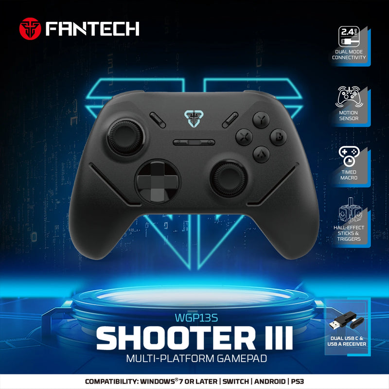 Controle de jogo sem fio fan tech shooter III WG P13S com gatilhos de efeito hall e joystick de 1000 Hz para PC Android NS