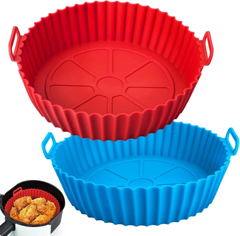 Cesta de silicone para Airfryer, assadeira reutilizável, molde de silicone para Airfryer, pizza, frango frito, cesta, forros para Airfryer, acessórios