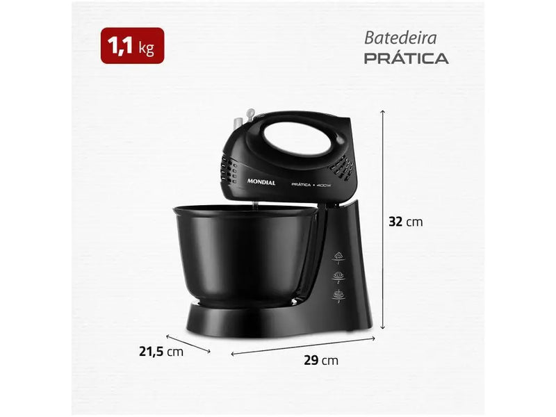 Misturador Mondial Practice B-44-B 400W Preto - 110V