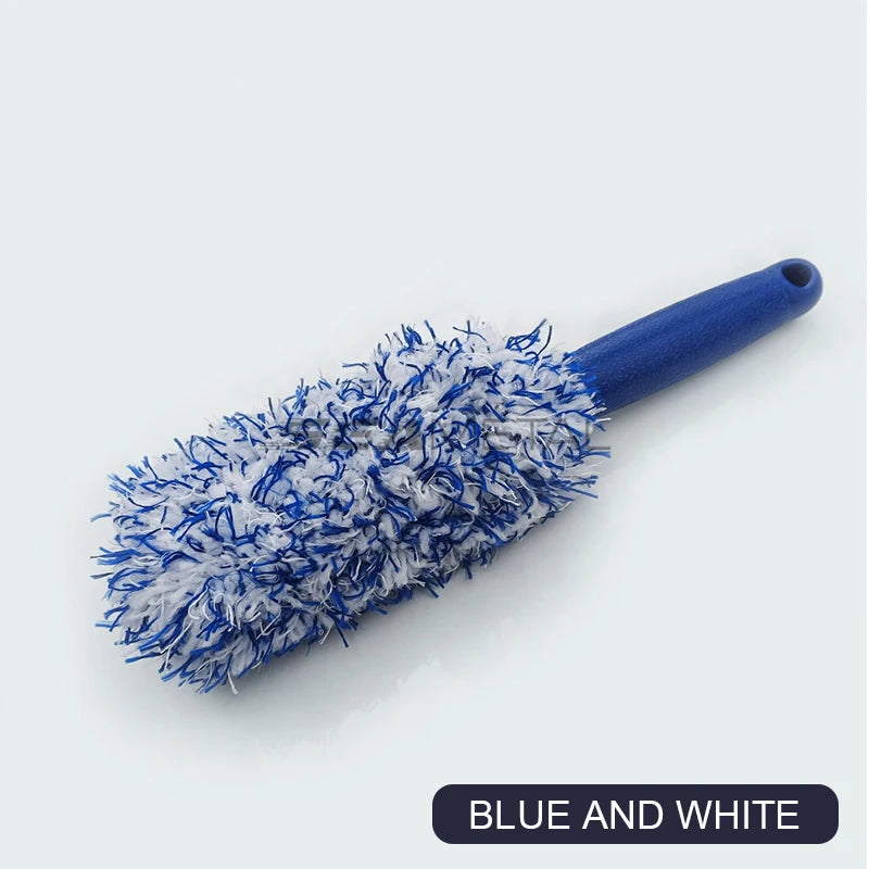 SEAMETAL Escova de limpeza de aro de pneu de carro, escova de pelúcia portátil para cubo de roda de carro, ferramenta de lavagem, cuidados com os detalhes do carro, escova para remoção de poeira