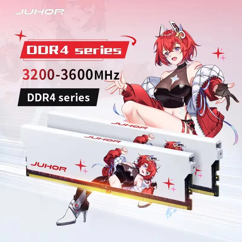 Juhor memoria RAM DDR4 8GB 16GB 3200MHz 3600MHz DI MM memória ram para jogos de mesa com dissipador de calor branco