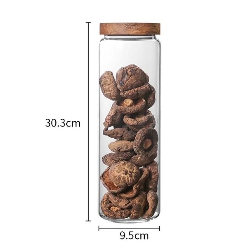 1 PC pequenos potes de vidro para armazenamento com tampa hermética colorida, recipiente para café com tampa de madeira, recipiente de vidro para feijão, arroz, açúcar