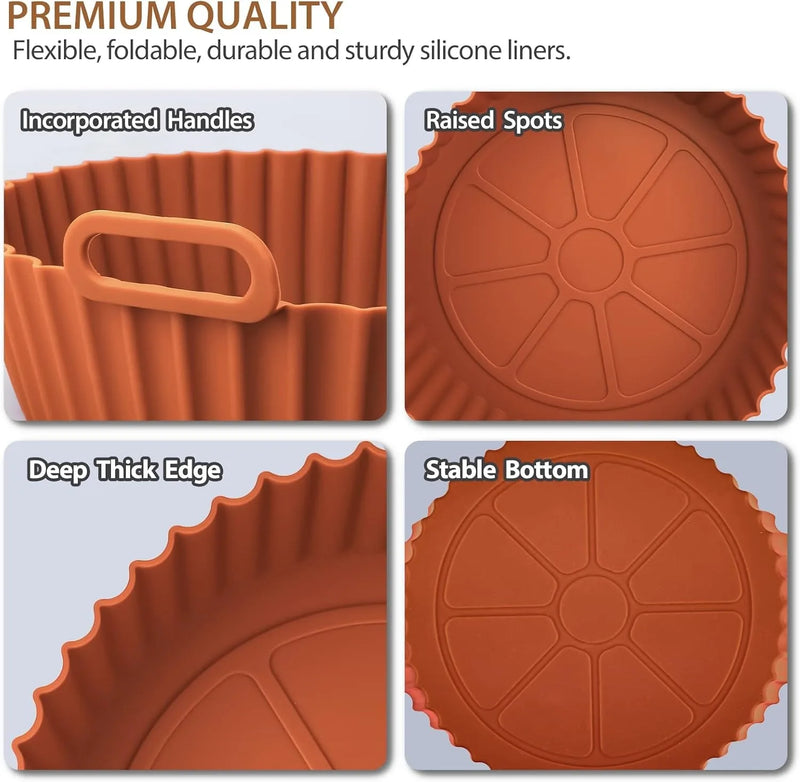 Cesta de silicone para Airfryer, assadeira reutilizável, molde de silicone para Airfryer, pizza, frango frito, cesta, forros para Airfryer, acessórios