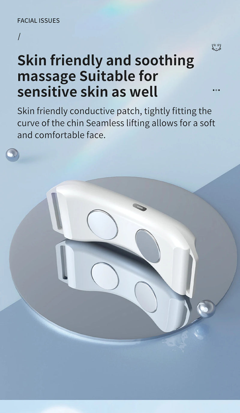 Massageador facial EMS, antirrugas, firmador, dispositivo de lifting facial em V, removedor de microcorrente, cuidados com a pele do queixo duplo
