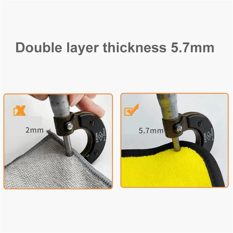 Toalha de limpeza de microfibra 1/2/6 peças, pano grosso e macio para secagem de carroceria, toalhas de limpeza de camada dupla, acessórios para carro