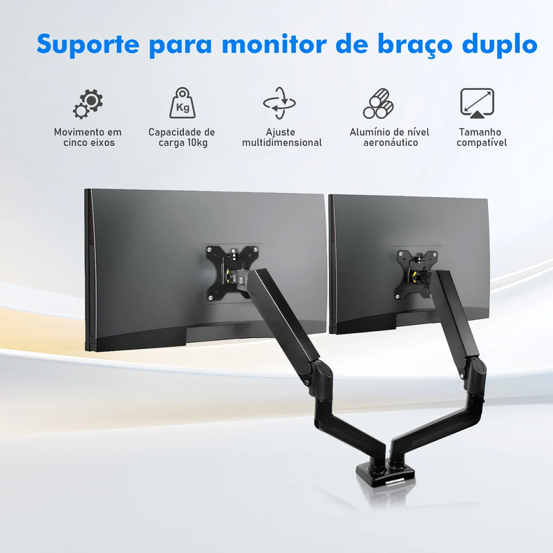 Suporte de monitor de braço articulado para mesa, monitor de movimento total, braço de mola mecânico, suporte de alumínio Mon ITOR