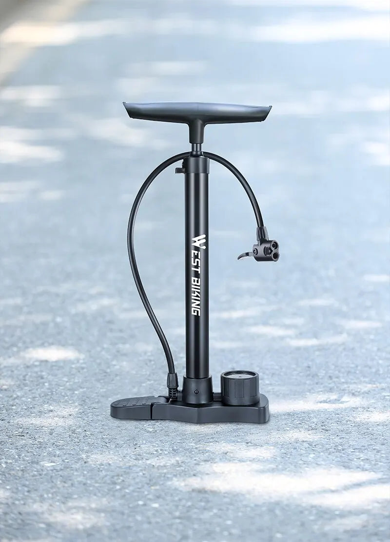 Bomba de bicicleta West Biking 160 psi bomba de bicicleta portátil de aço inoxidável Schrader pré-válvula infladora acessórios para bicicleta de estrada de montanha