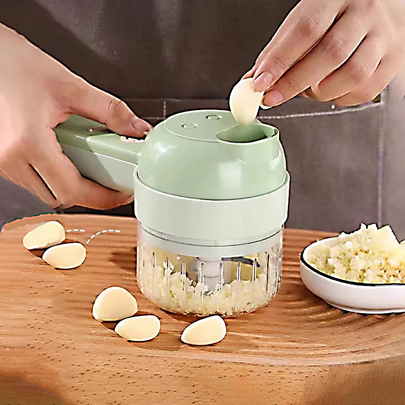 Conjunto de cortadores de vegetais elétricos 5 em 1, processador de alimentos portátil, recarregável e sem fio, máquina picadora para pimenta, alho e carne