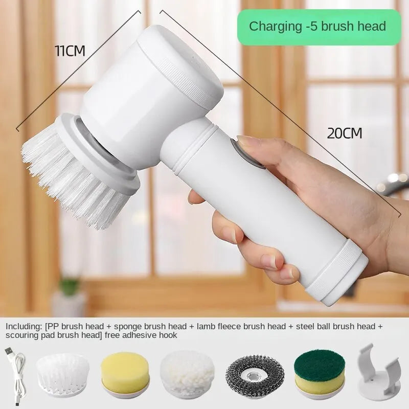 Escova de limpeza elétrica multifuncional para cozinha e banheiro - Esfregão elétrico portátil sem fio para pratos, panelas e frigideiras