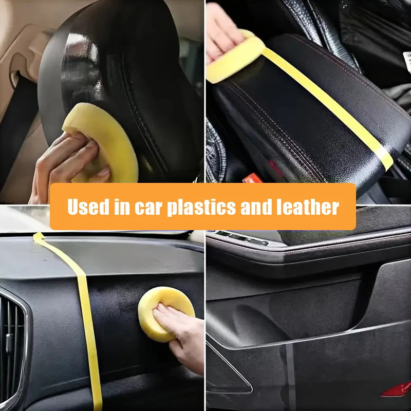 Restaurador de plástico automotivo, cera cristalina para renovação de interiores de automóveis, couro e painéis, agente de revestimento, cera preta brilhante para polimento de automóveis