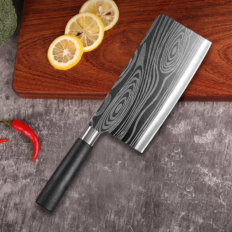 Conjunto de facas de cozinha utilitárias com padrão de damasco a laser, conjunto de hastes de afiação de tesouras, faca de chef afiada de aço inoxidável, ferramenta de cozinha