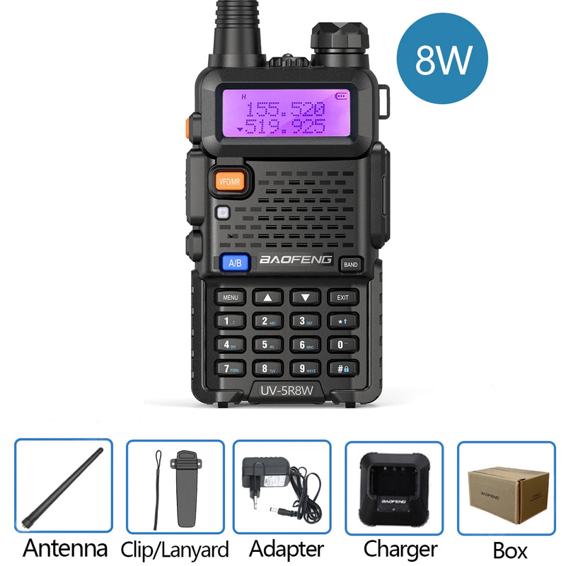 5W 8W rádio bidirecional VHF UHF FM rádio portátil transceptor caça 16km
