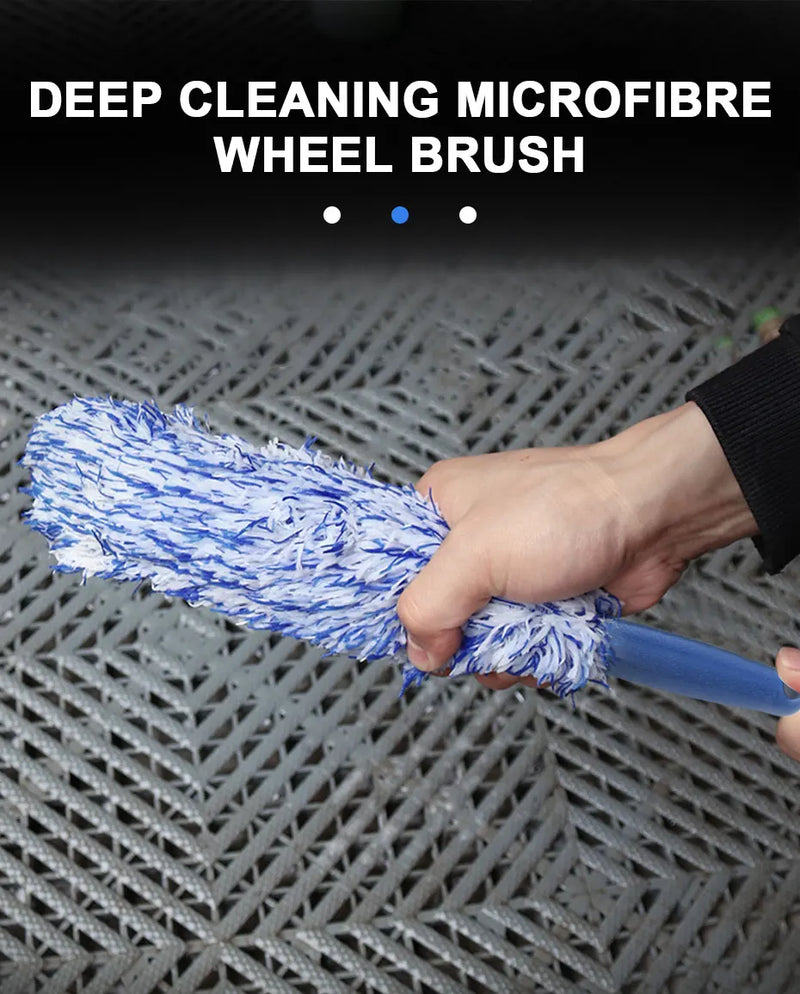 SEAMETAL Escova de limpeza de aro de pneu de carro, escova de pelúcia portátil para cubo de roda de carro, ferramenta de lavagem, cuidados com os detalhes do carro, escova para remoção de poeira