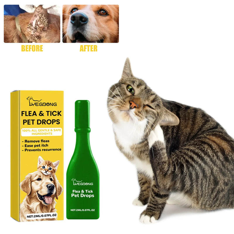 Gotas antipulgas para gatos, remove pulgas e piolhos, alivia coceira na pele, repelente externo de insetos, suprimentos para desparasitação, gotas para tratamento de carrapatos de animais de estimação