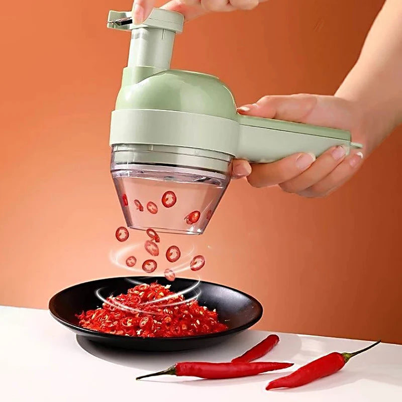 Conjunto de cortadores de vegetais elétricos 5 em 1, processador de alimentos portátil, recarregável e sem fio, máquina picadora para pimenta, alho e carne