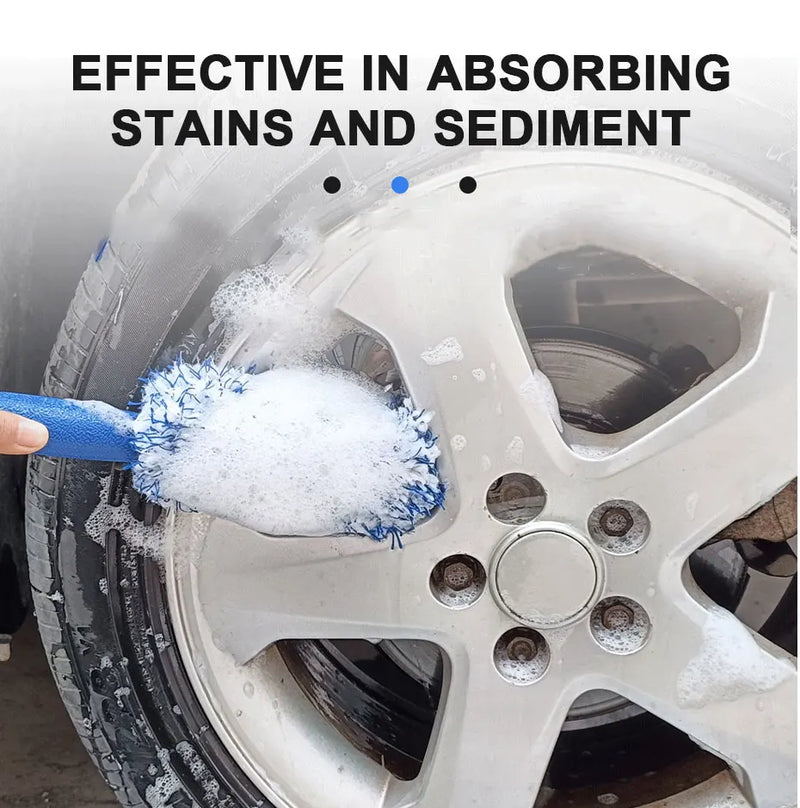 SEAMETAL Escova de limpeza de aro de pneu de carro, escova de pelúcia portátil para cubo de roda de carro, ferramenta de lavagem, cuidados com os detalhes do carro, escova para remoção de poeira