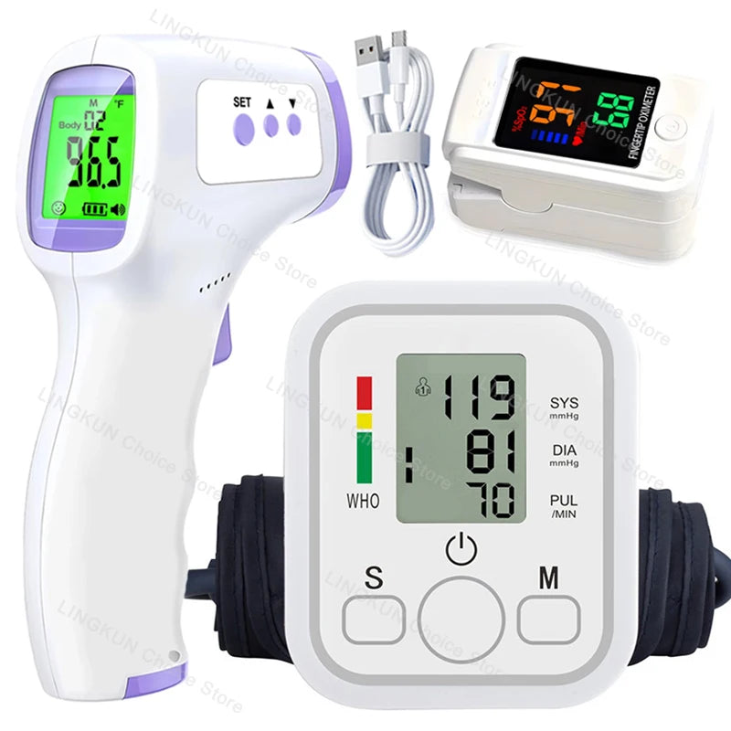 tens medidor de IO medidor de frequência cardíaca medidor de pulso monitor de PA medidor de pressão arterial digital de braço saudável manguito médico automático tonômetro de pressão